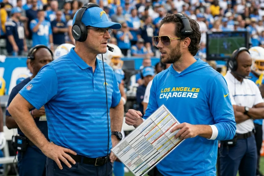 OC Mike McDaniel, Jim Harbaugh