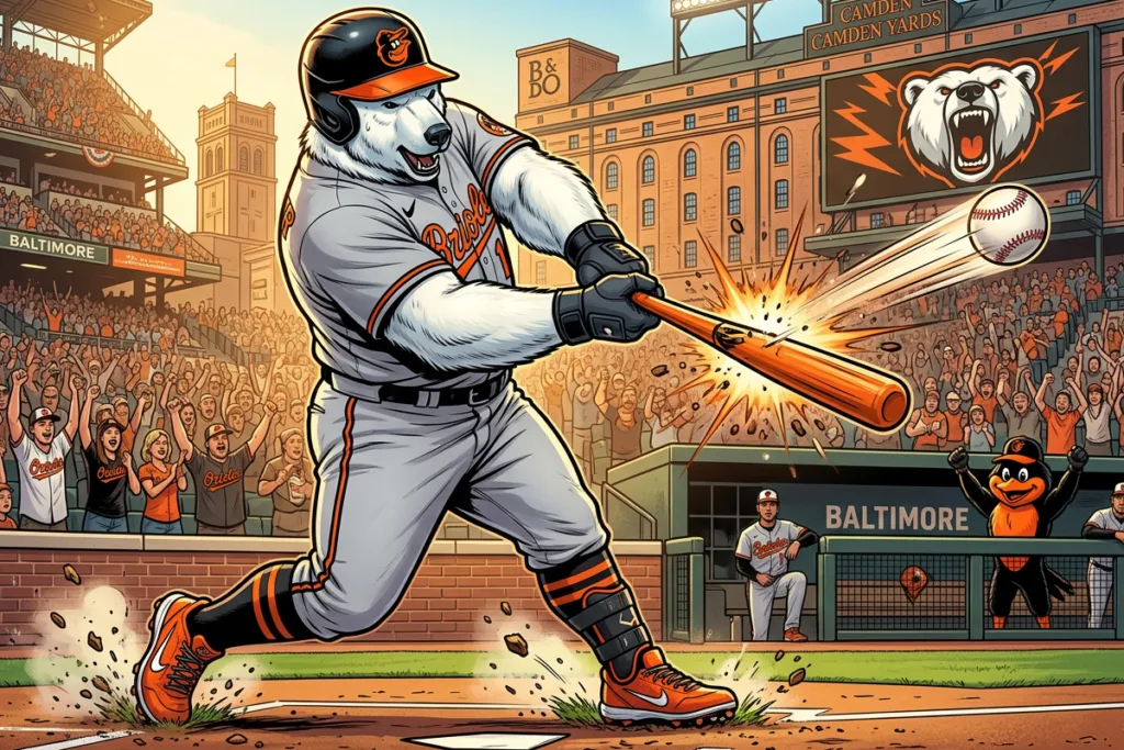pete alonso, orioles, polar bear, toon, mlb nicknames, anubis sports