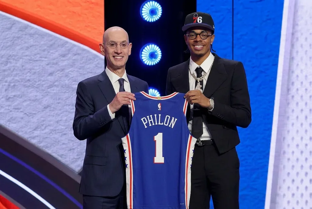 Mike Gansey, Adam Silver, LaBaron Philon, 2026 NBA Draft