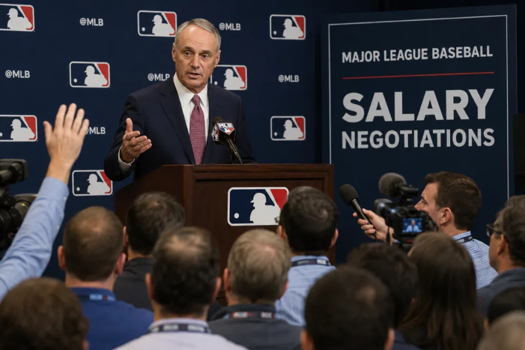 MLB Commissioner Rob Manfred will lead CBA talks and discuss the idea of a salary cap and floor