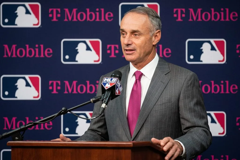 Rob Manfred, MLB, T-Mobile, foul-pole technology