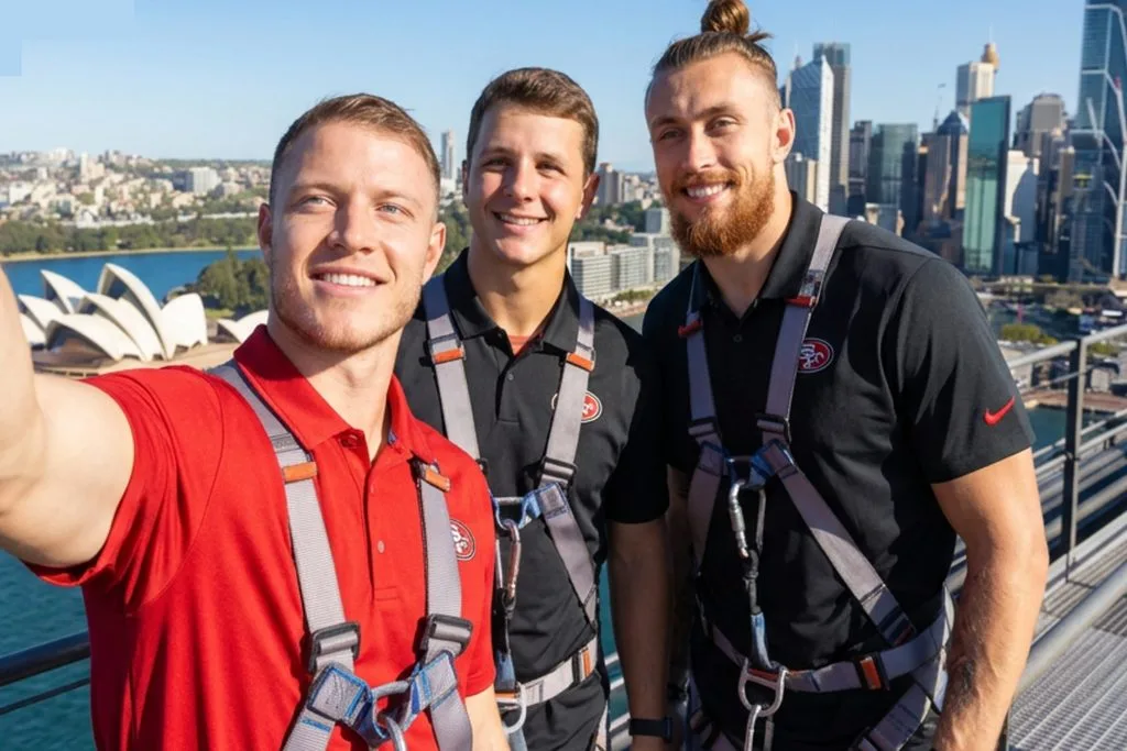 rams and 49ers, australia, brock purdy, christian mccaffrey, george kittle