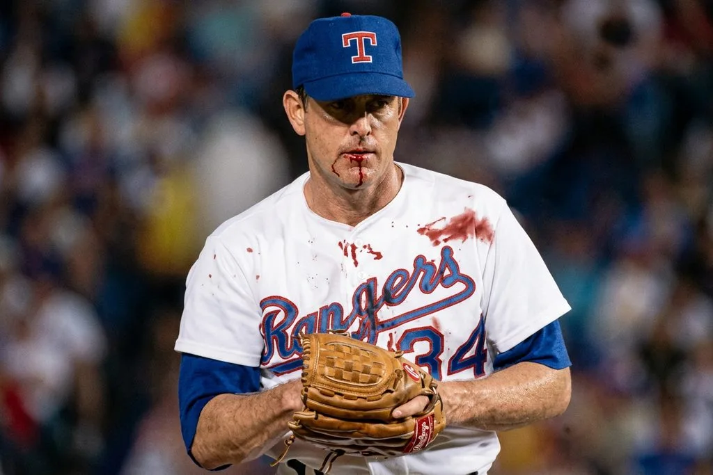 Nolan Ryan, Rangers, bloody, top 25 starting pitchers