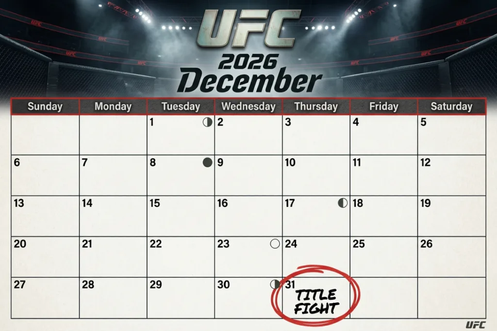 UFC Title fights, calendar